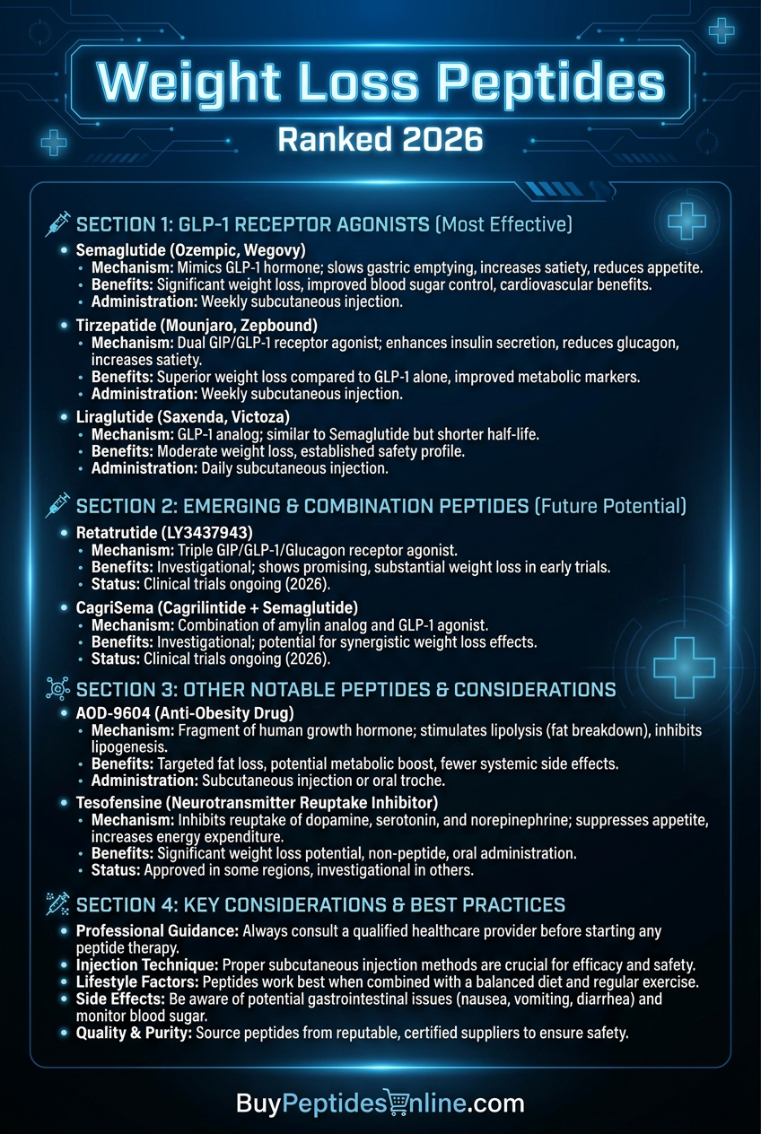 Weight Loss Peptides — Ranked 2026