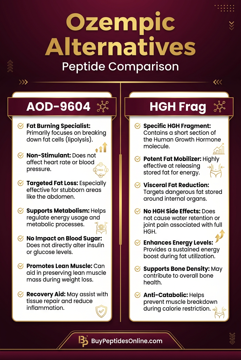 Ozempic Alternatives — Peptide Comparison | AOD-9604 vs HGH Frag