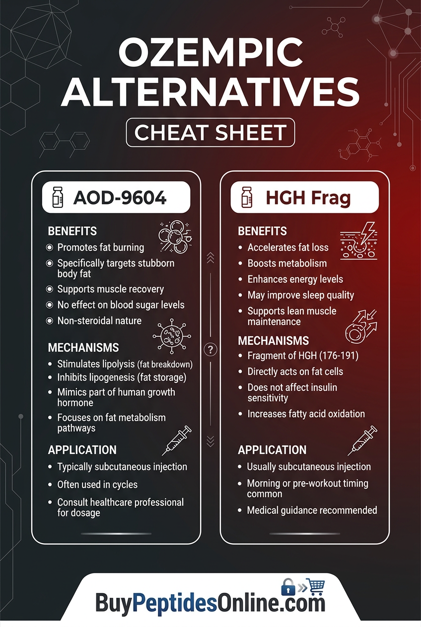 Ozempic Alternatives — Cheat Sheet | AOD-9604 vs HGH Frag