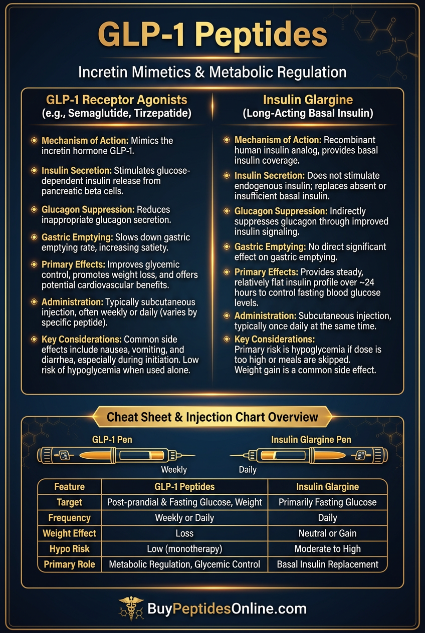 GLP-1 Peptides — Comparison Chart | Insulin Glargine