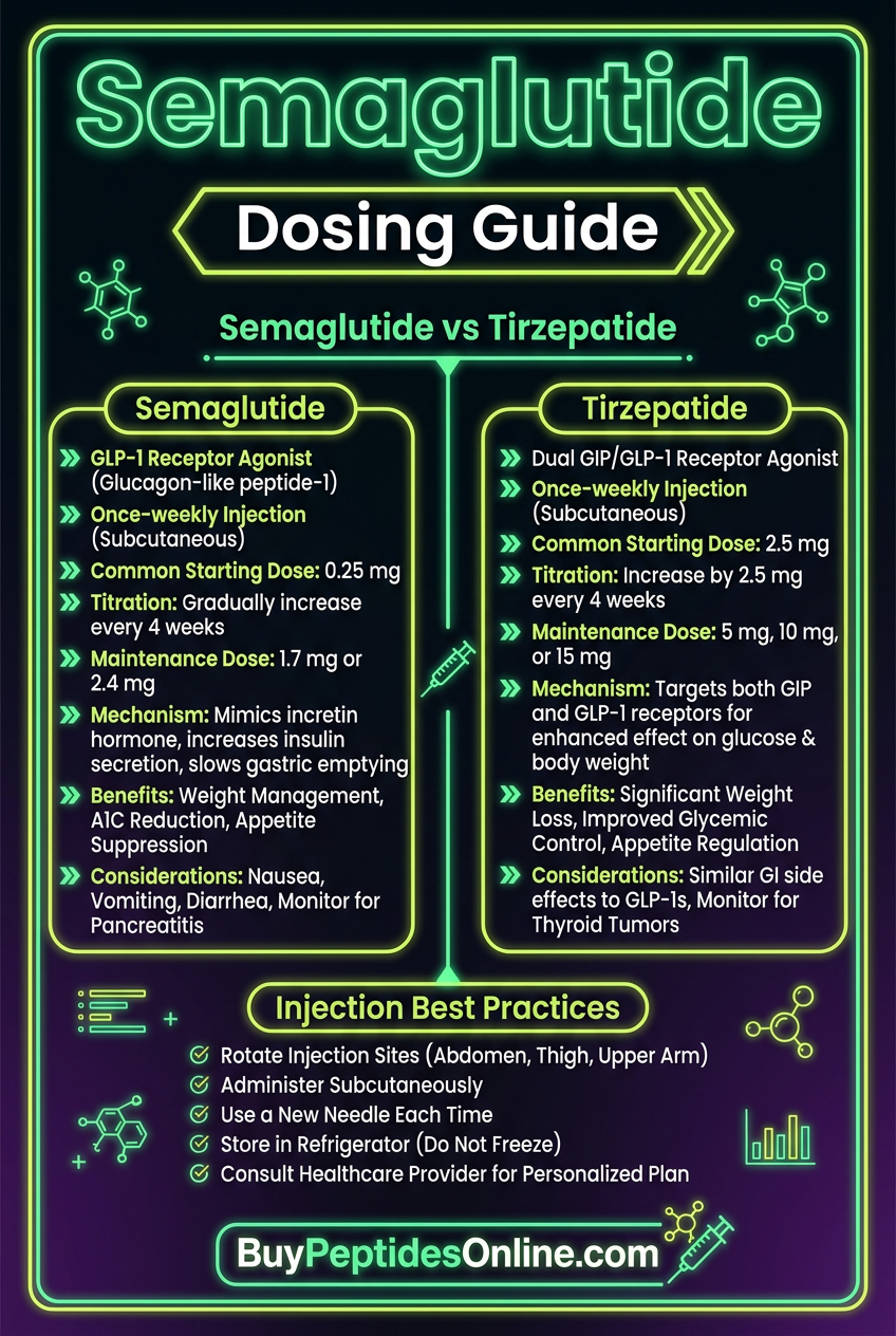 Semaglutide — Dosing Guide 2026 | Semaglutide vs Tirzepatid