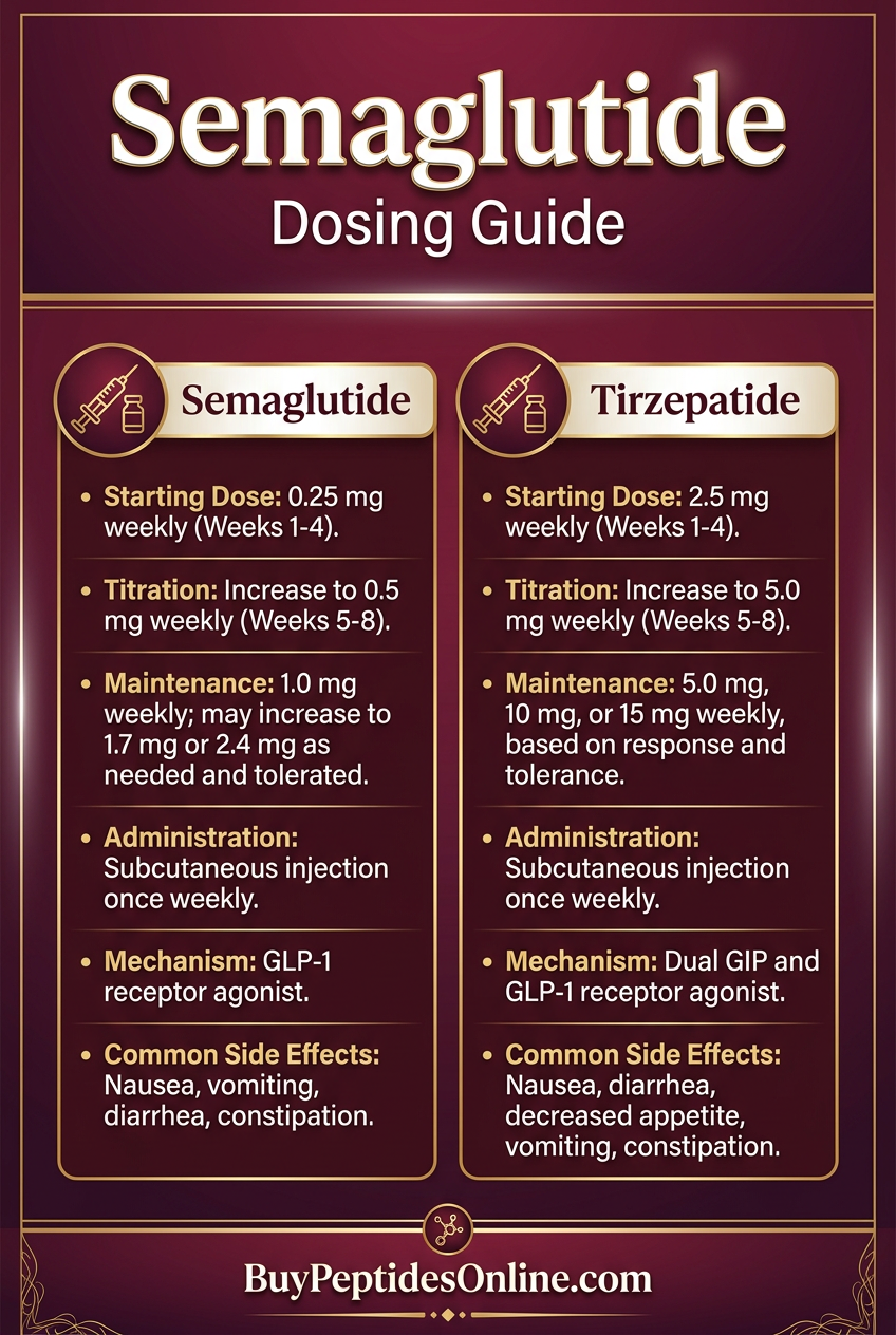 Semaglutide — Dosing Guide 2026 | Semaglutide vs Tirzepatid