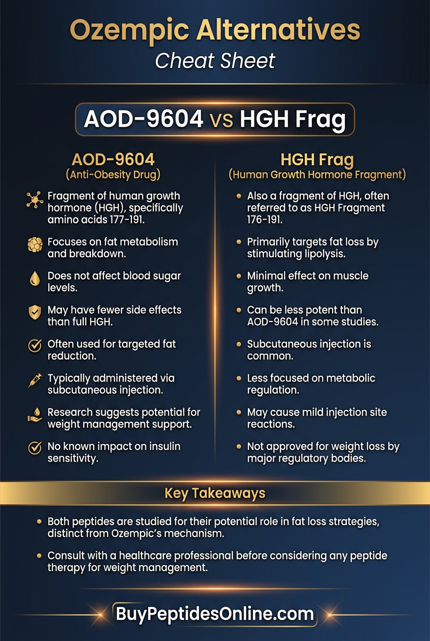Ozempic Alternatives — Cheat Sheet | AOD-9604 vs HGH Frag