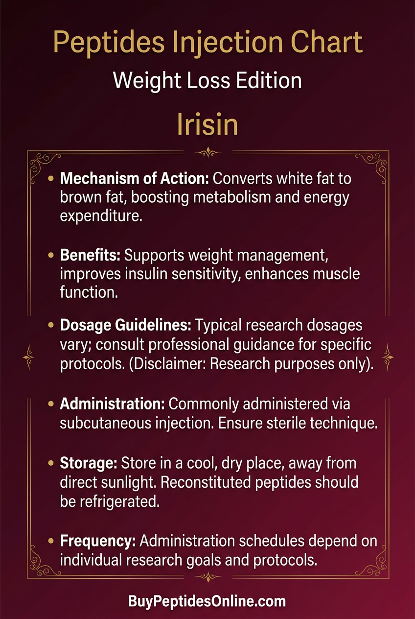 Peptides Injection Chart — Weight Loss Edition | Irisin