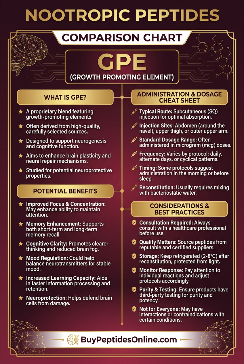 Nootropic Peptides — Comparison Chart | GPE