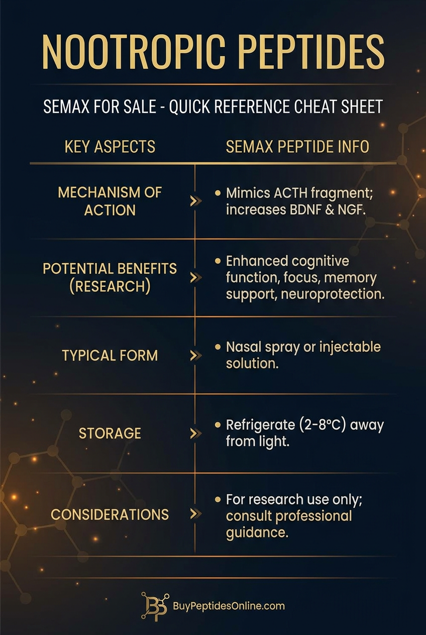 Nootropic Peptides — Comparison Chart | Semax for Sale
