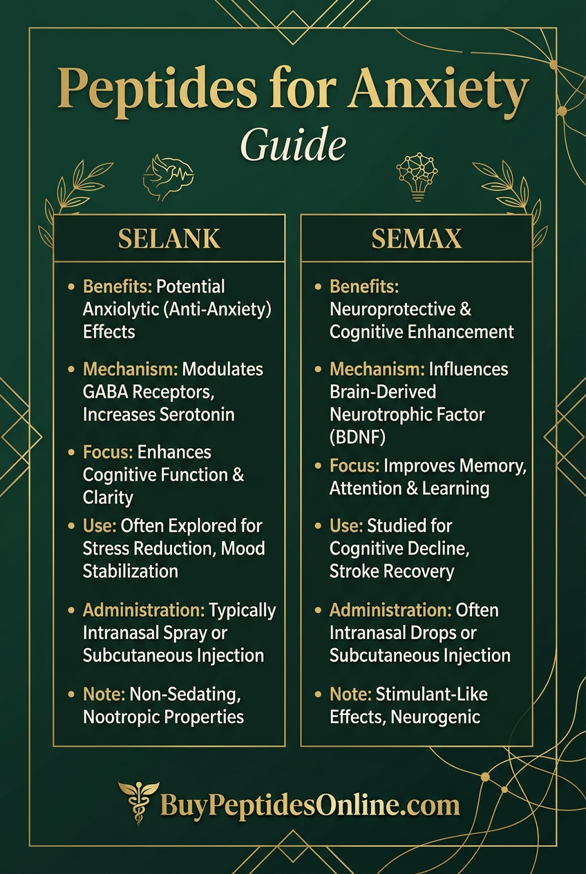 Peptides for Anxiety — Guide | Selank vs Semax