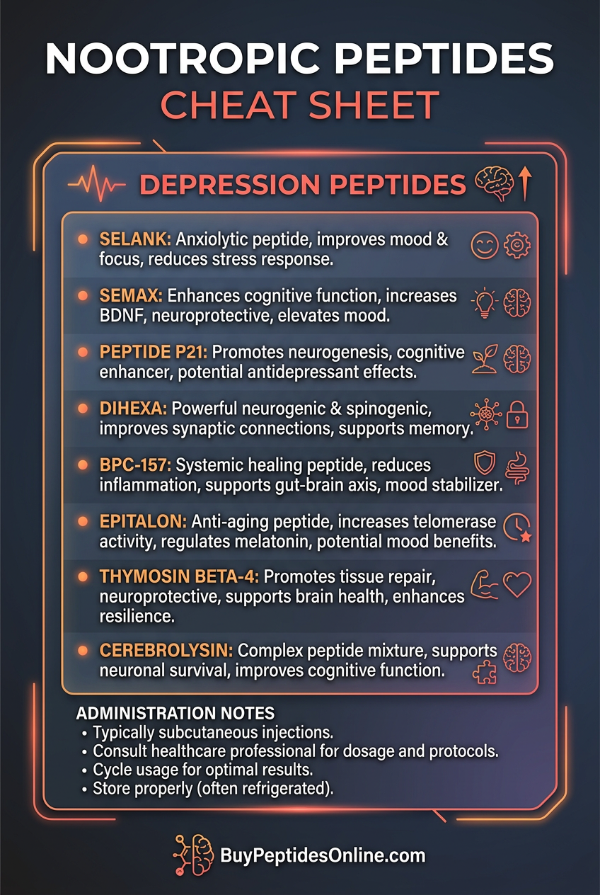 Nootropic Peptides — Cheat Sheet | Depression Peptides