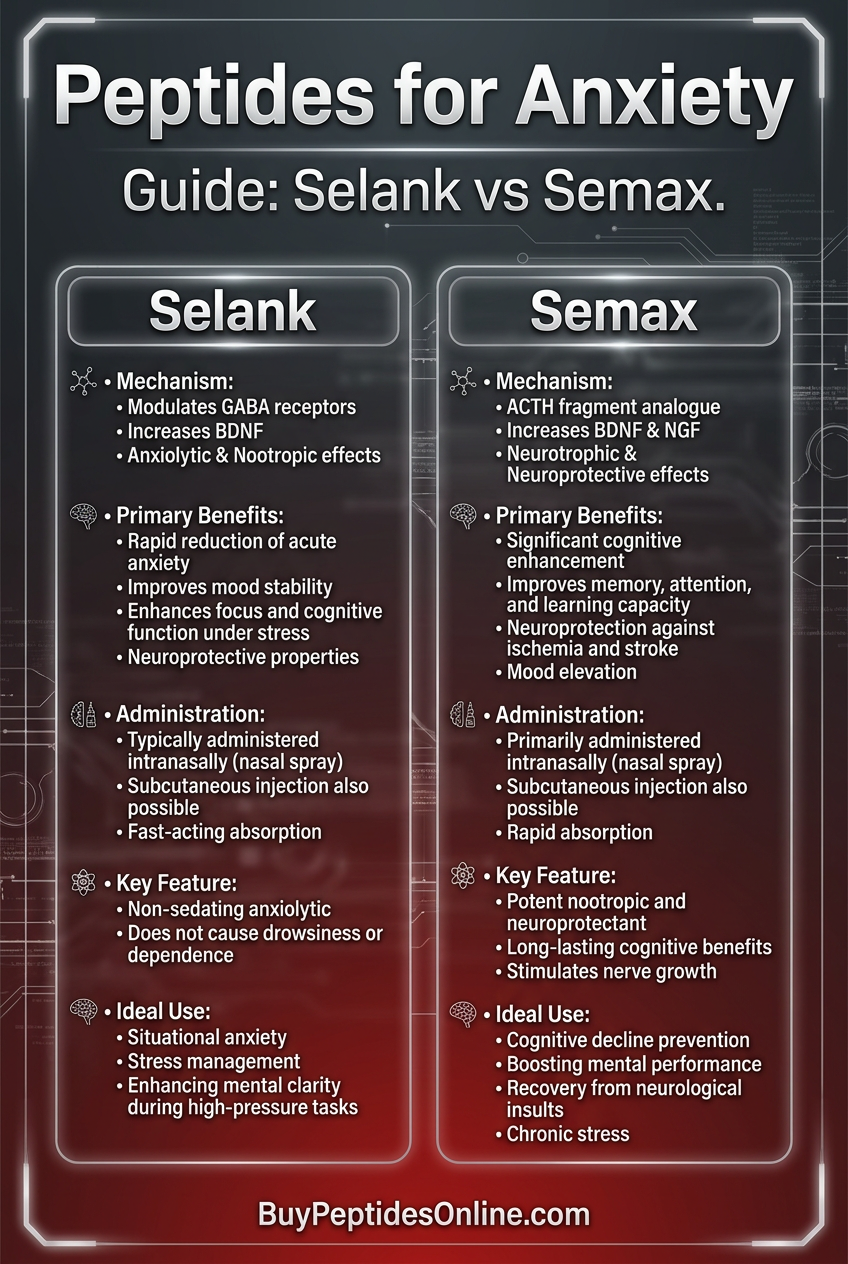 Peptides for Anxiety — Guide | Selank vs Semax