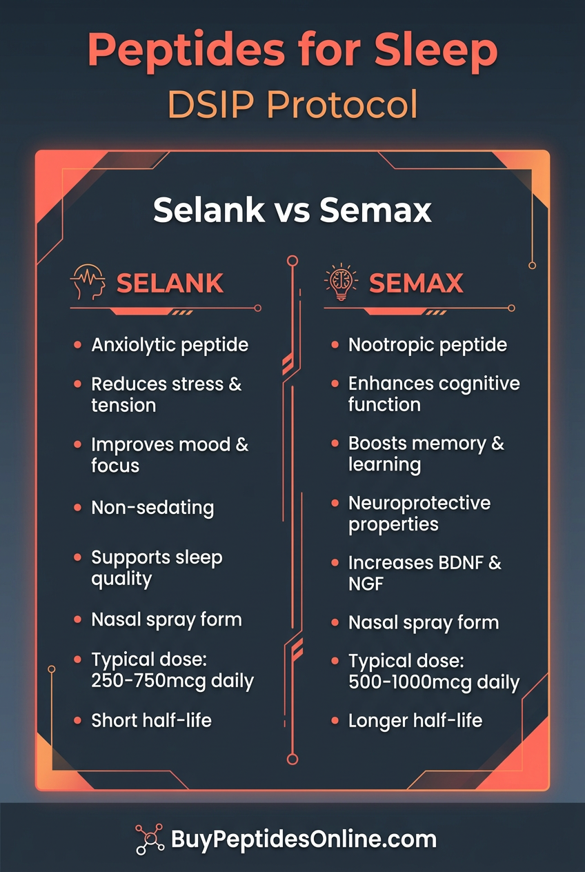 Peptides for Sleep — DSIP Protocol | Selank vs Semax