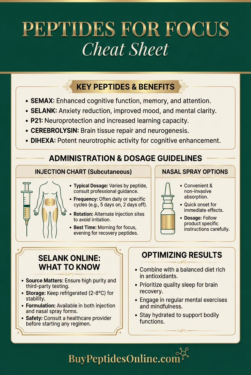 Peptides for Focus — Cheat Sheet | Selank Online