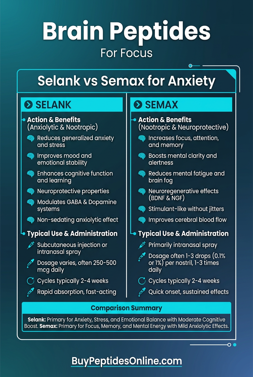 Brain Peptides — For Focus | Selank vs Semax for Anxie