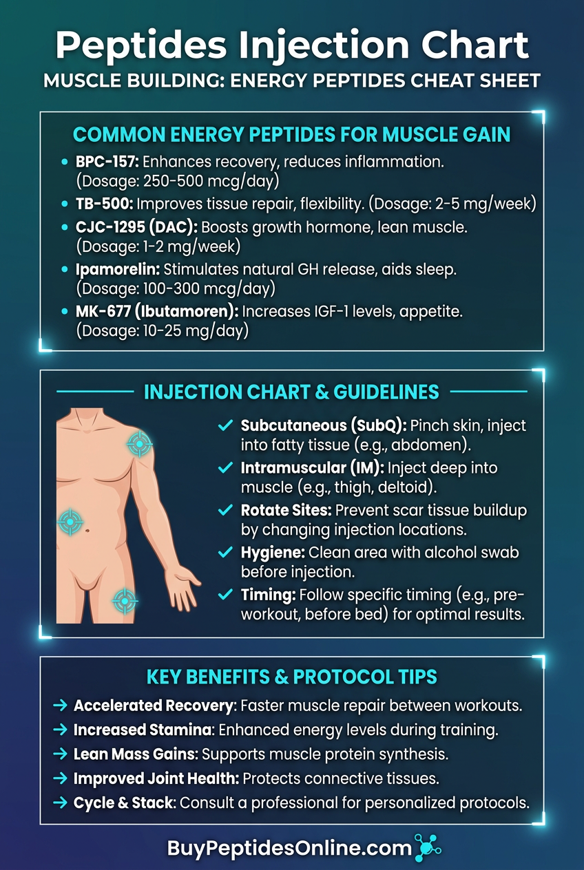 Peptides Injection Chart — Muscle Building | Energy Peptides