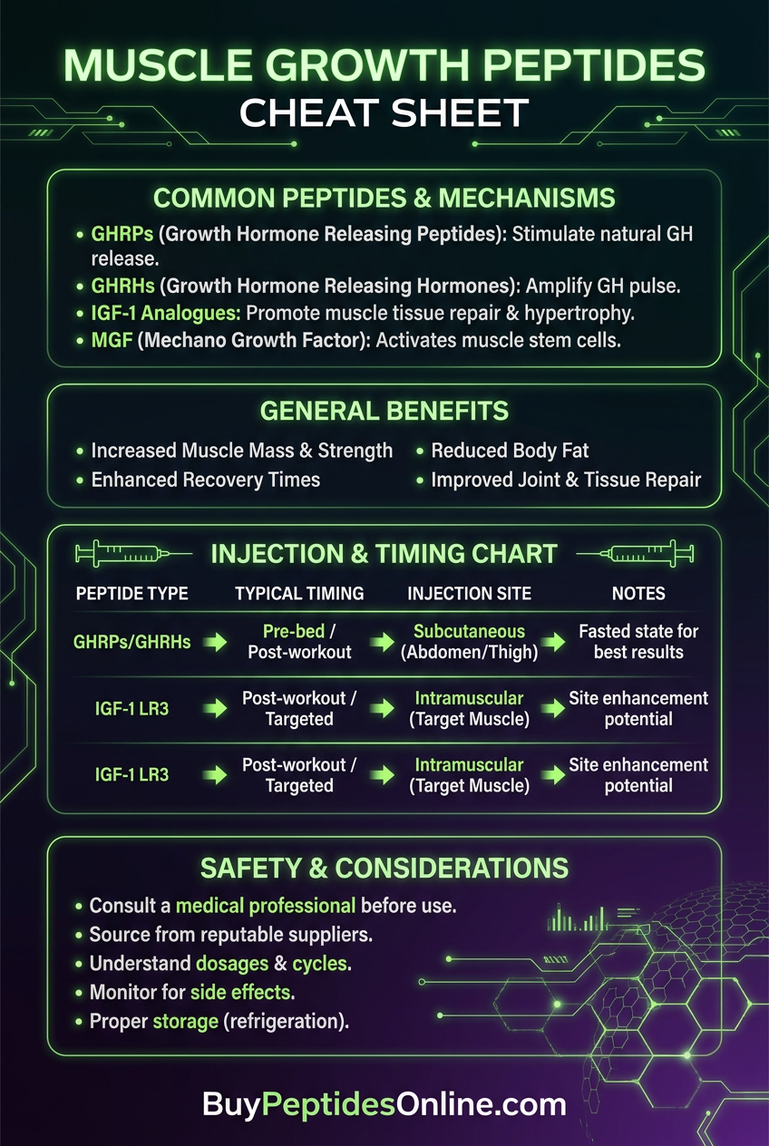 Muscle Growth Peptides — Cheat Sheet | Peptides for Muscle Growt