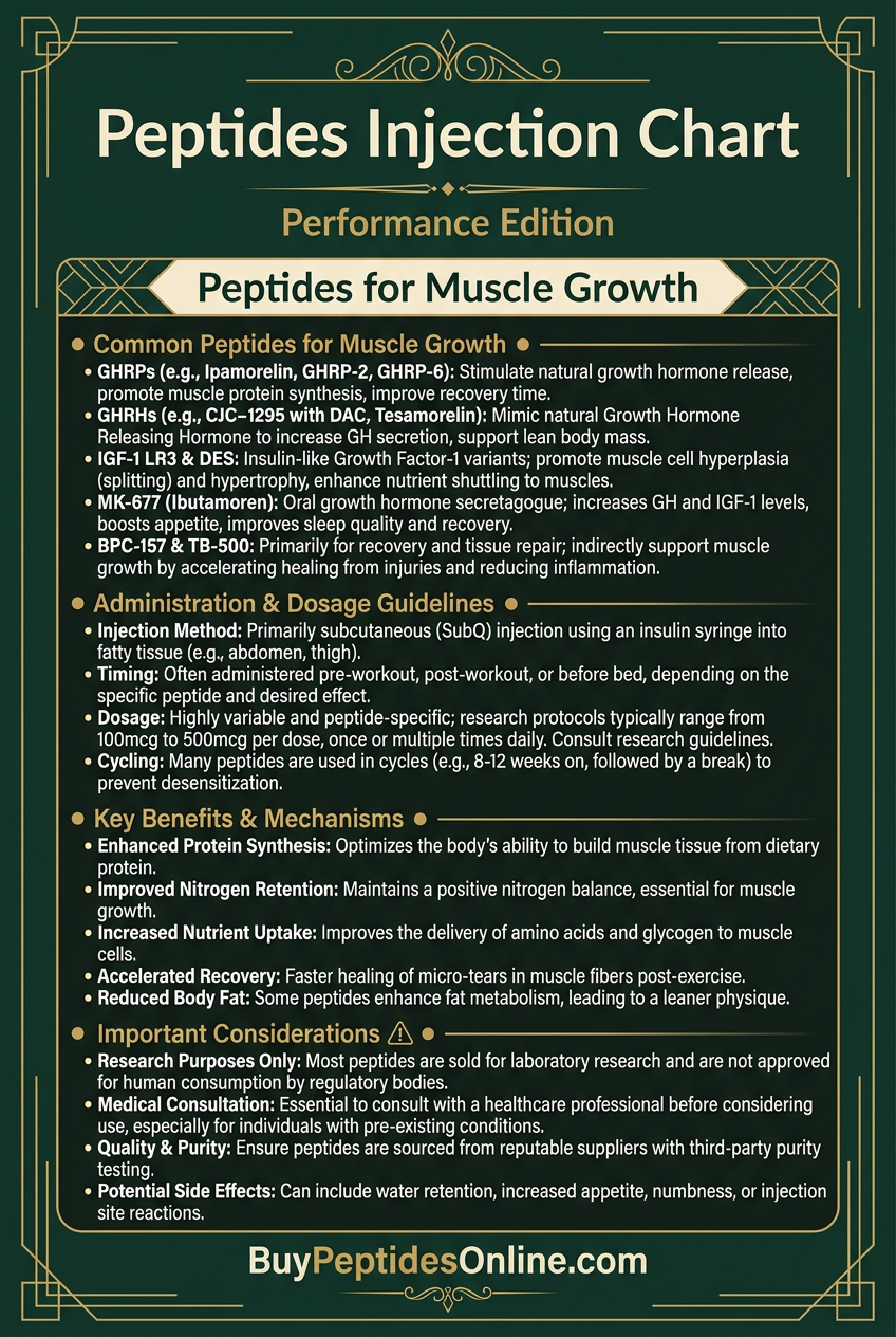 Peptides Injection Chart — Performance Edition | Peptides for Muscle Growt