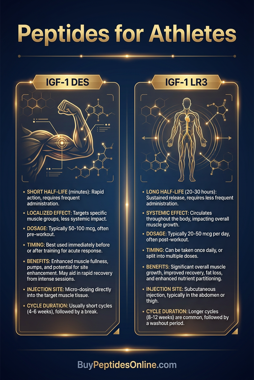 Peptides for Athletes — Comparison | IGF-1 DES vs IGF-1 LR3
