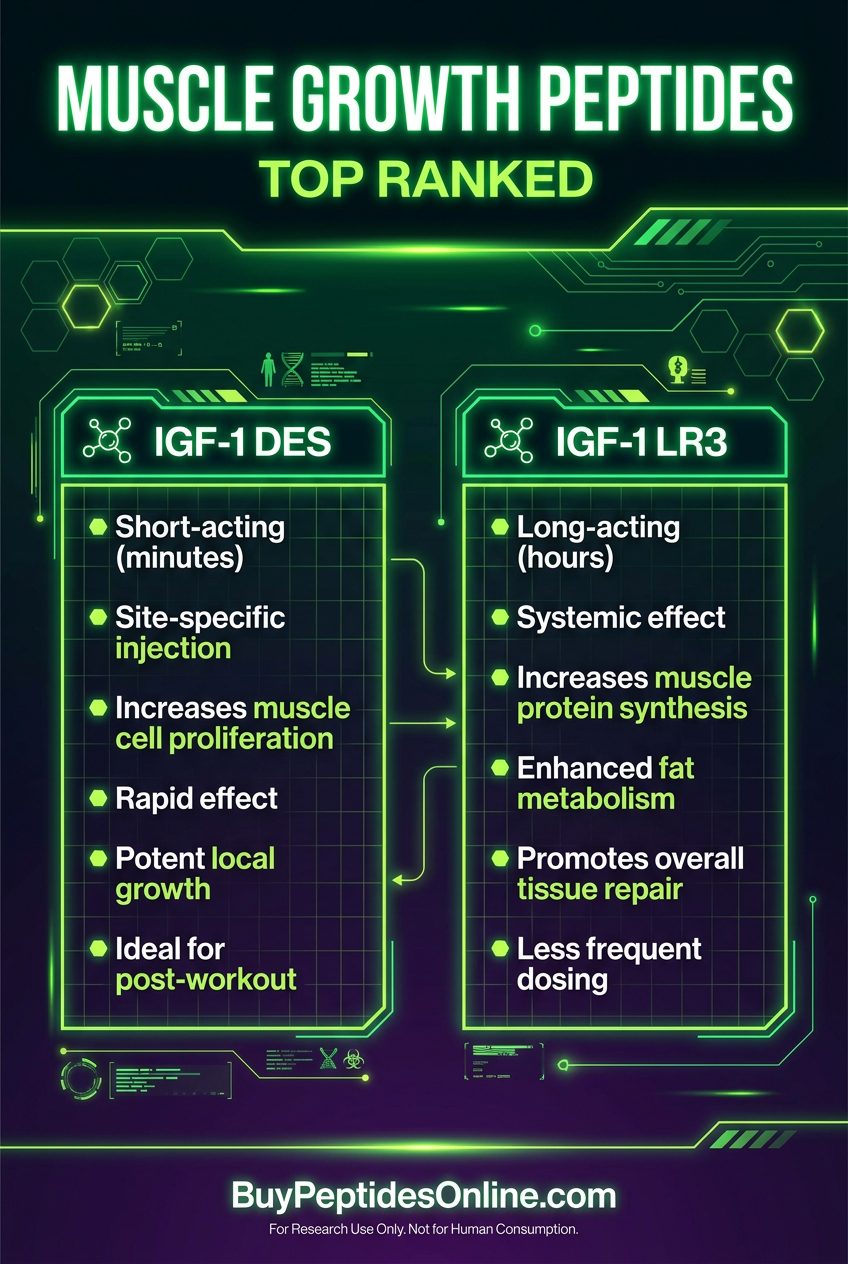 Muscle Growth Peptides — Top Ranked | IGF-1 DES vs IGF-1 LR3