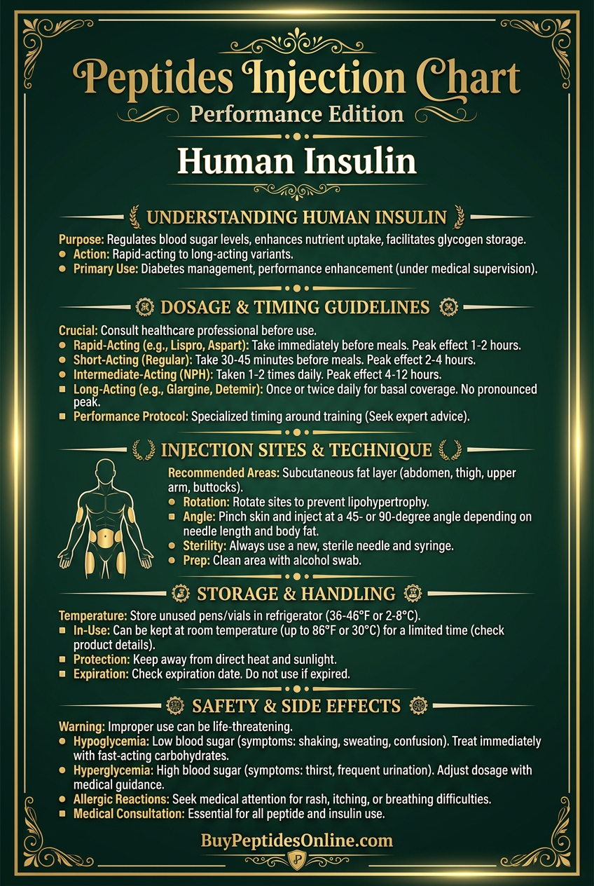 Peptides Injection Chart — Performance Edition | Human Insulin