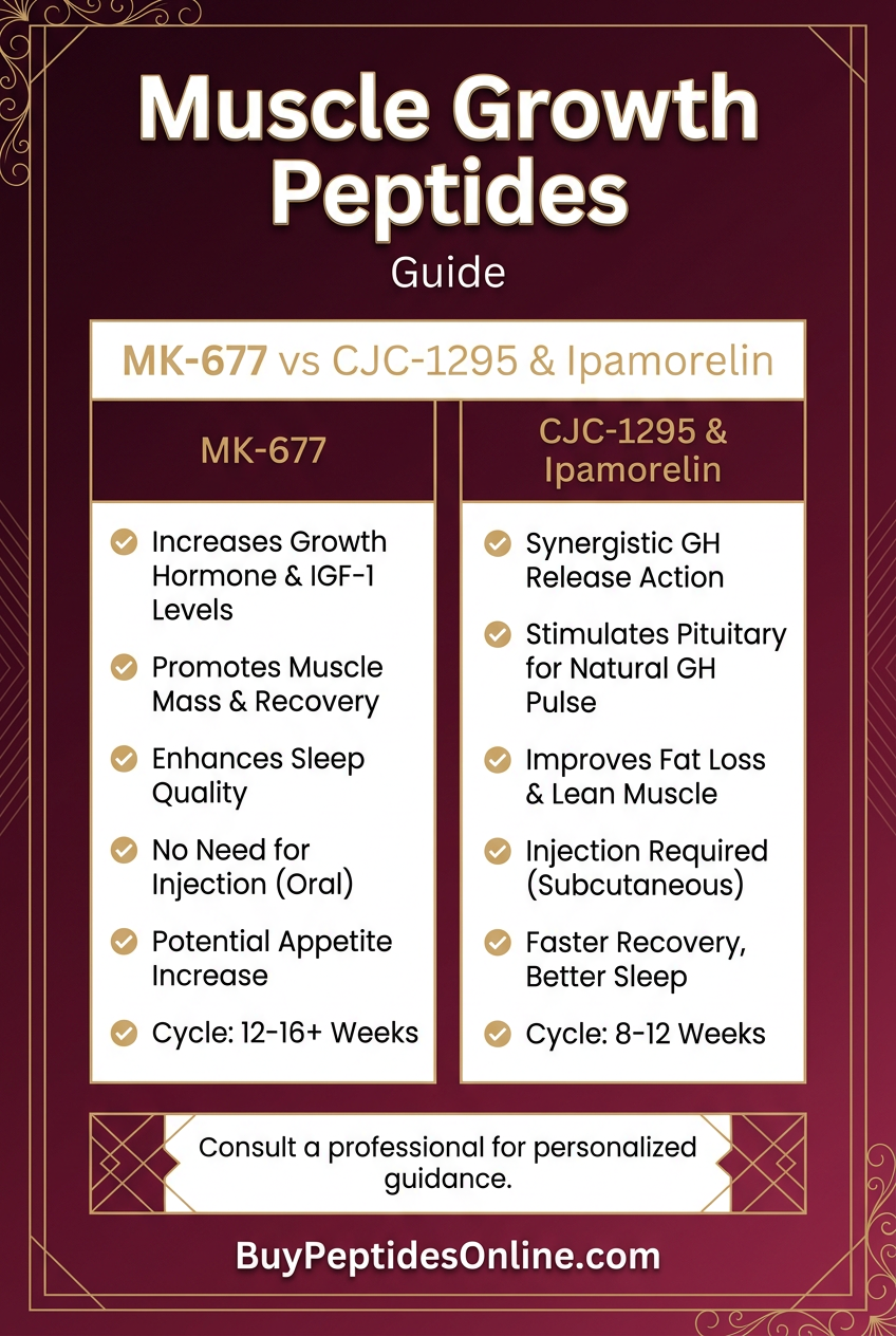 Muscle Growth Peptides — Guide | MK-677 vs CJC-1295 & Ipam