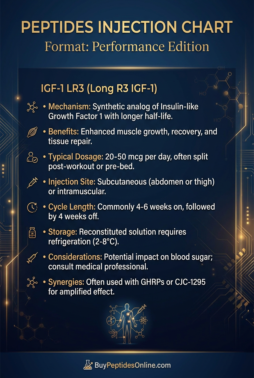 Peptides Injection Chart — Performance Edition | IGF-1 LR3