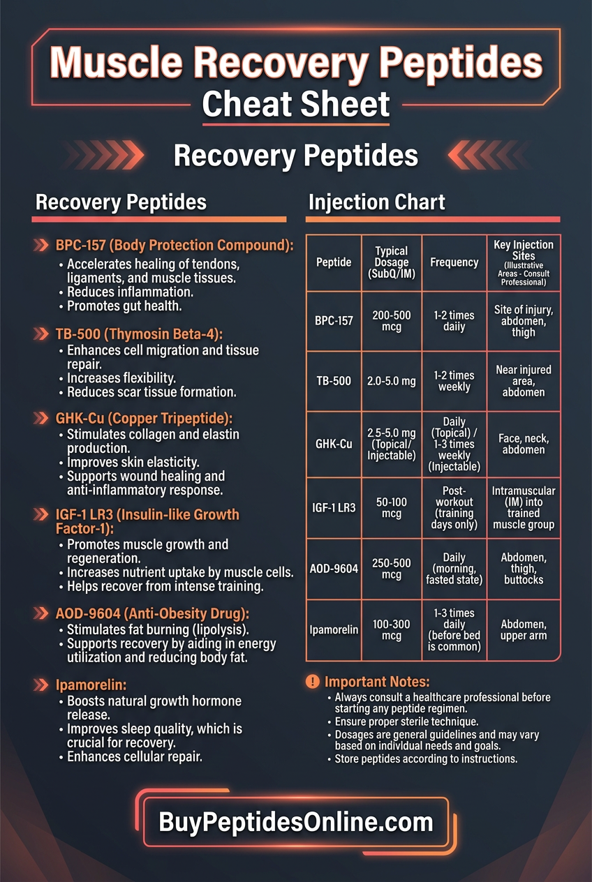 Muscle Recovery Peptides — Cheat Sheet