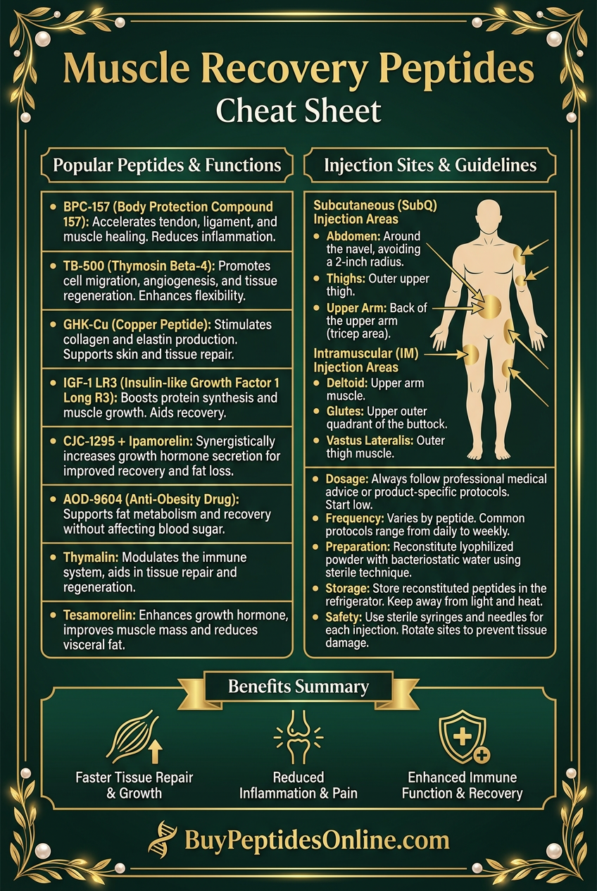 Muscle Recovery Peptides — Cheat Sheet