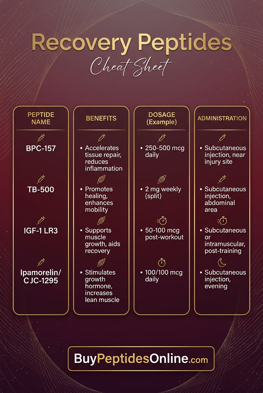 Recovery Peptides — Cheat Sheet