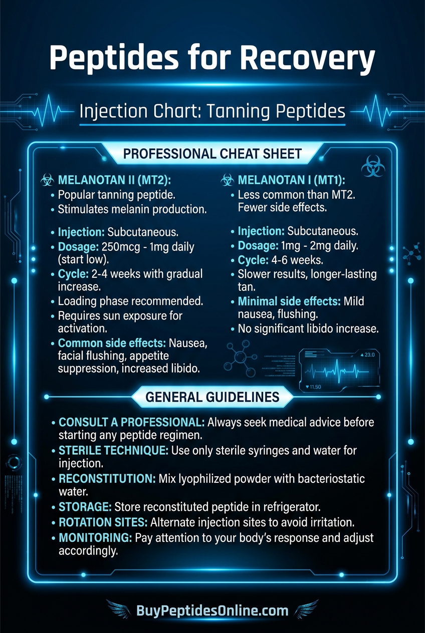 Peptides for Recovery — Injection Chart | Tanning Peptides
